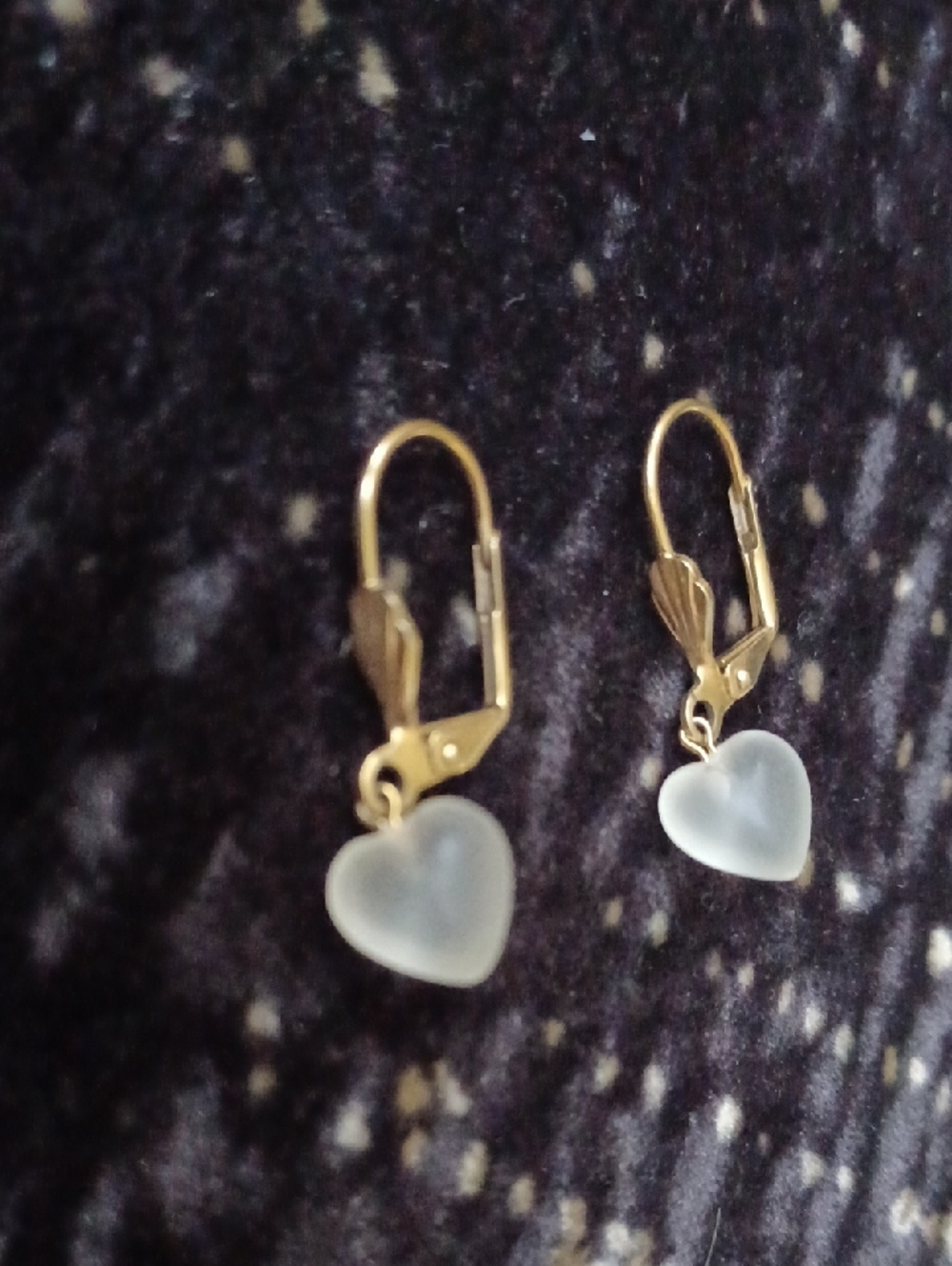 4/$40 Frosted White Heart Drop Earrings with Hoop-Like Hook